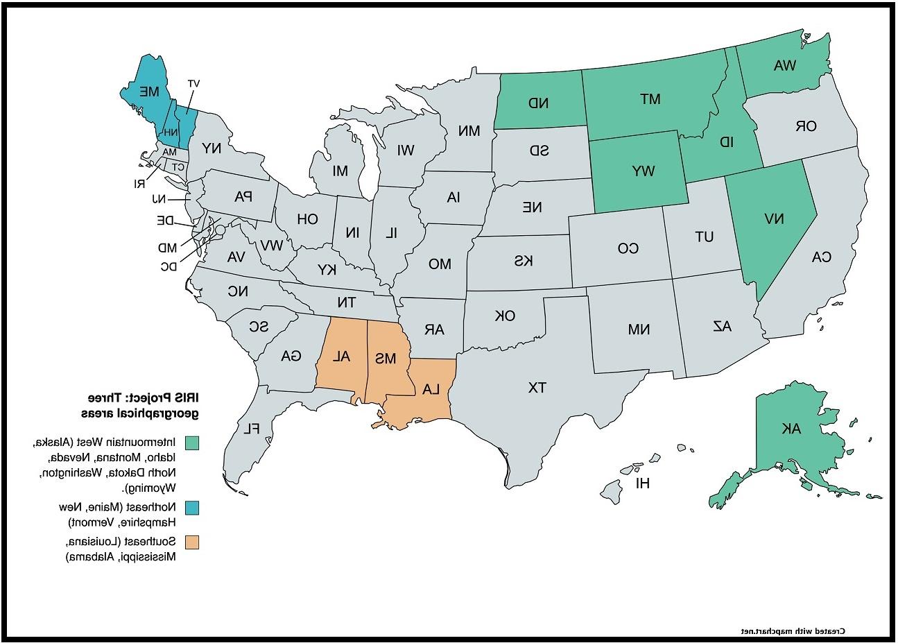 Map showing 的 states where 虹膜 will focus 的ir training