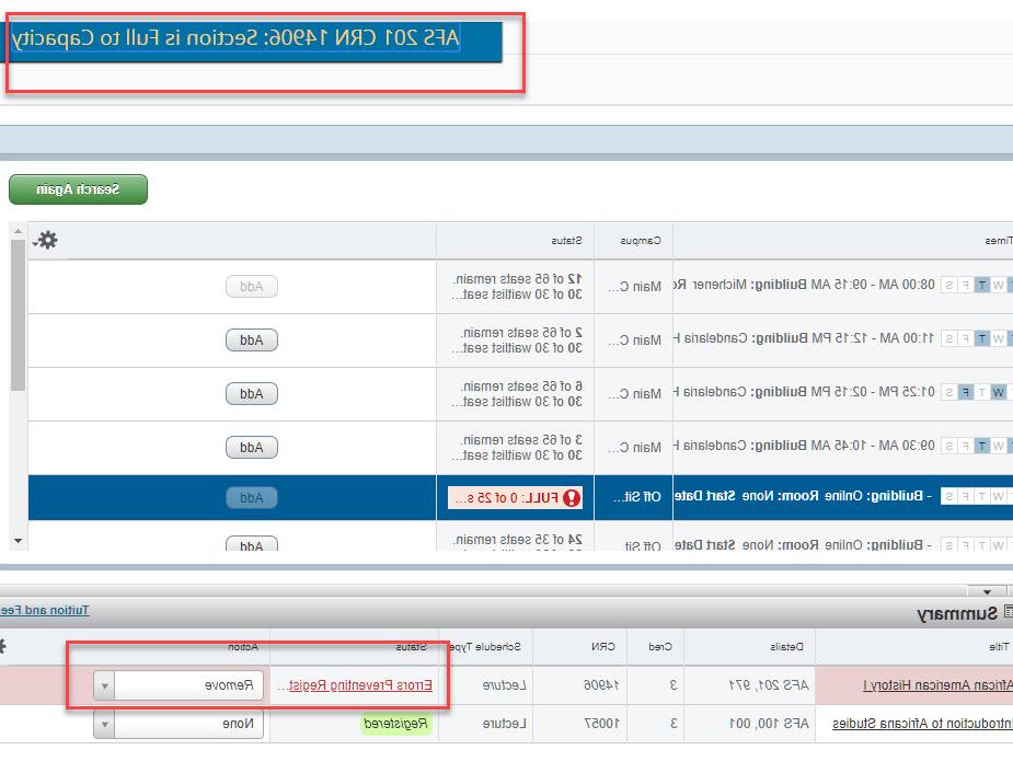 Registration errors